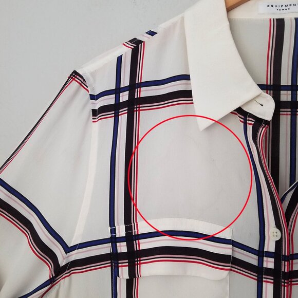 Equipment Femme 100% Silk Short Sleeve Silk Engineered Large Marais Plaid Shirt - Picture 15 of 16
